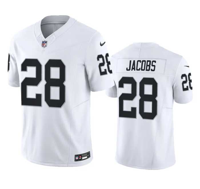 Men & Women & Youth Las Vegas Raiders #28 Josh Jacobs White 2023 F.U.S.E Vapor Untouchable Stitched Football Jersey
